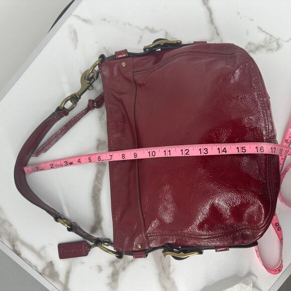 Y2K Coach Shoulder Handbag Zoe Red Patent Leather Authentic E0873-12735 - Picture 14 of 14